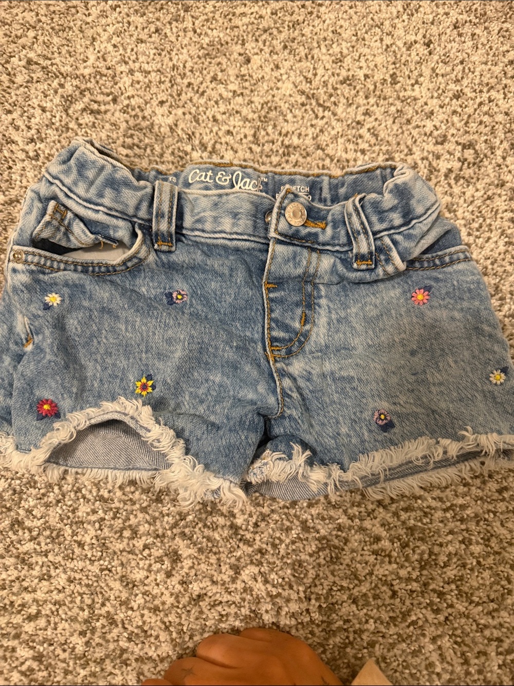 Cat & Jack Light Blue Denim Floral Appliqué Shorts